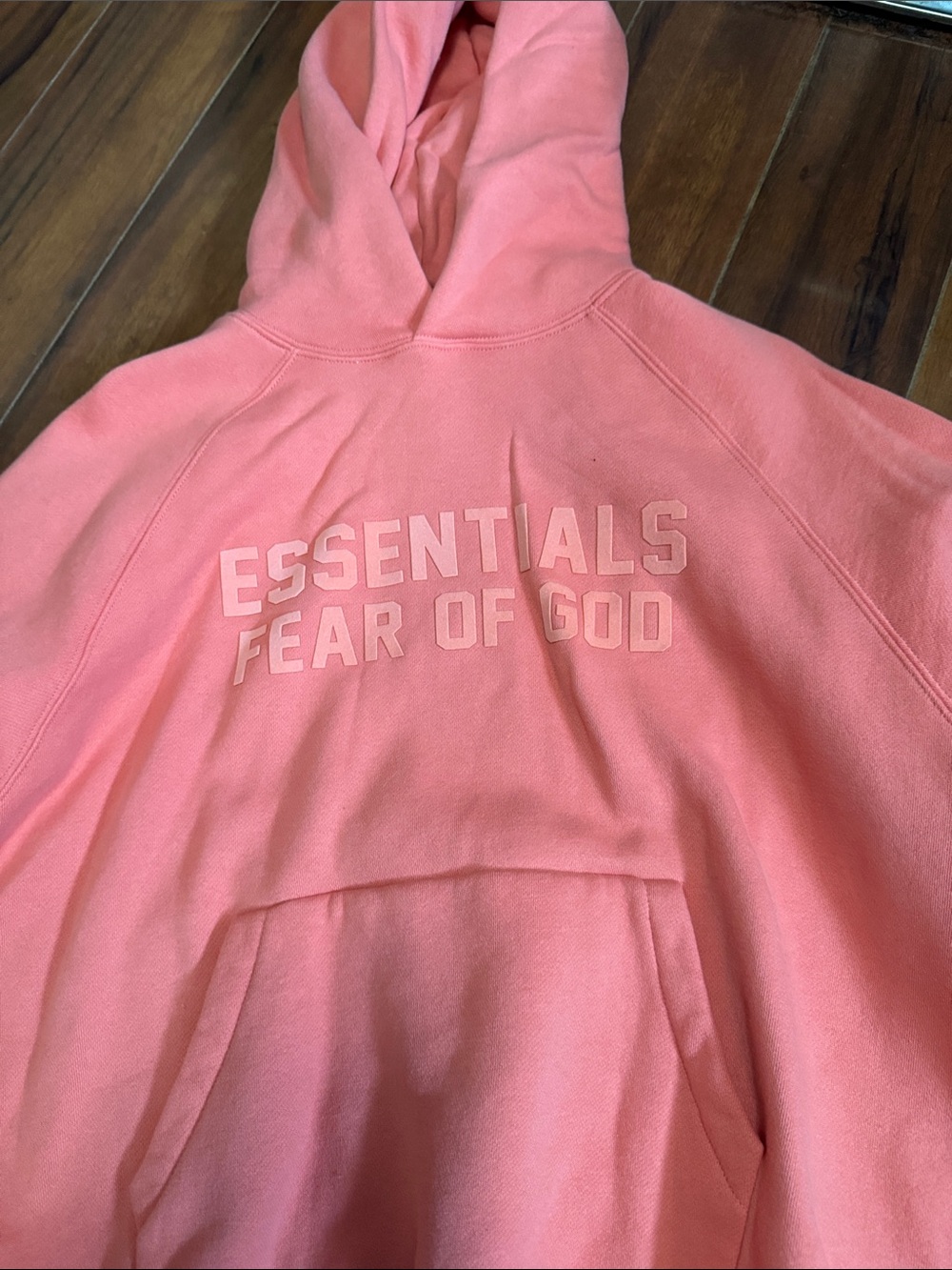 Essentials men’s Coral Pink Hoodie with Tonal Logo